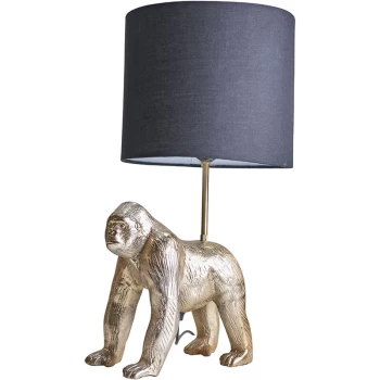 Image of Gorilla Metal Table Lamp with Drum Lampshade - Black