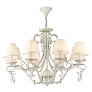 Image of Brionia Chandelier Beige with Pleated Satin Shades, 8 Light, E14