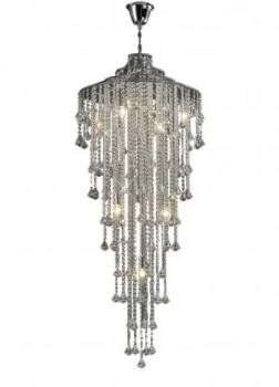 Image of Tall Ceiling Cluster Pendant 9 Light Polished Chrome, Crystal