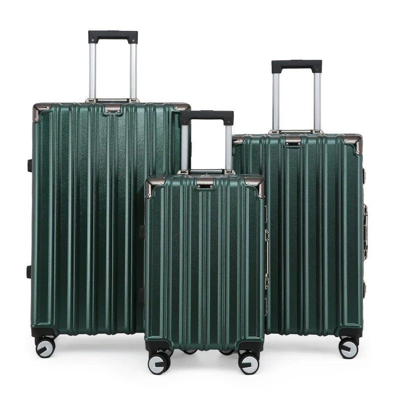 Image of Infinity Leather Hardshell Suitcase Robust 8 Wheel Luggage Cabin Case Bag in Emerald Size: Large Emerald Unisex Large