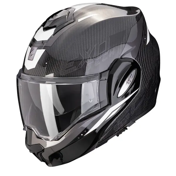 Image of Scorpion Exo-Tech Evo Carbon Rover Black White Modular Helmet Size XL