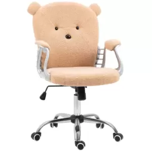 image of Vinsetto Cute Office Chair, Bear Shape Desk Chair with Teddy Fleece Fabric, Padded Armrests, Tilt Function, Adjustable Seat Height, Brown