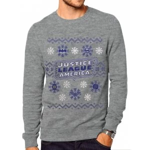 Image of DC Originals - Justice League Xmas Mens Medium Jumper - Grey