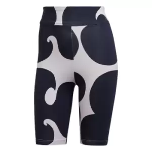Image of adidas Marimekko Rib Short Tights Knee Length Womens - Purple