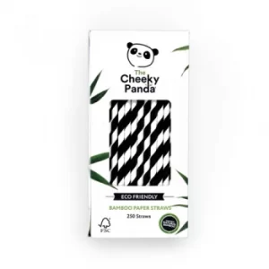 image of Cheeky Panda Bamboo Paper Straws Black Stripe Pack 250 0111129