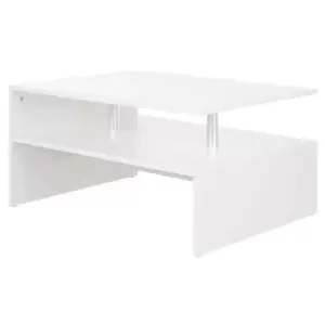 Image of Homcom 2 Tier Coffee End Table Modern Design With Open Shelf Living Room White