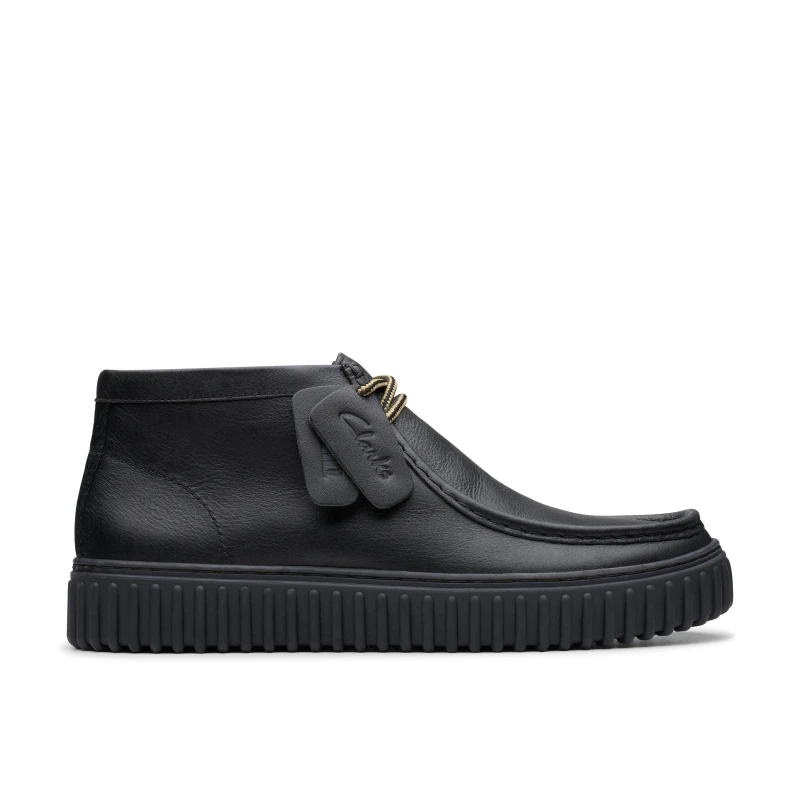 Image of Clarks Clarks Men Torhill Hi Black Leather Torhill,Lace Up,Ankle Boots Size: 7-Standard Fit Black 7-Standard Fit Male 5063090939792