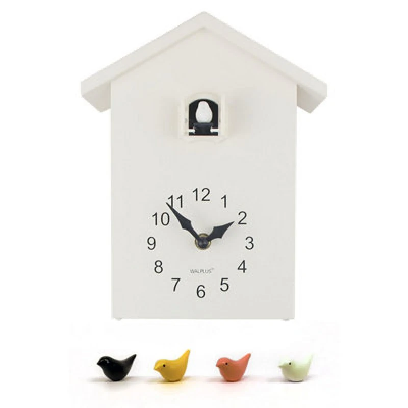 Image of Walplus White Window Cuckoo Clock With Four Birds - Elegant And Classic Bird Clock For Wall Decor - 25Cm X 20Cm