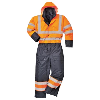 Image of Oxford Weave 300D Class 3 Hi Vis Contrast Overall Orange / Navy 5XL