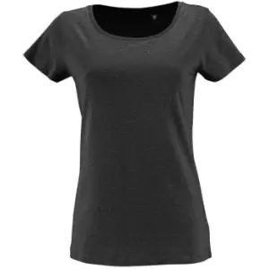 Image of SOLS Womens/Ladies Milo Marl Organic Fitted T-Shirt (L) (Charcoal)