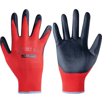 Image of Palm-side Coated Red/Black Gloves - Size 8 - Tuffsafe