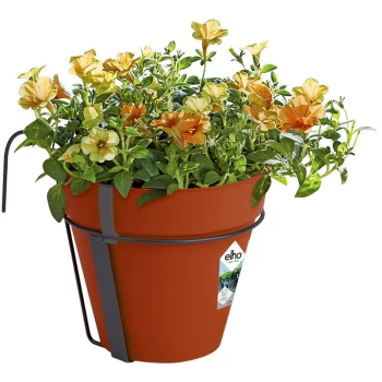 Elho - Flower Pot Loft Urban Balcony Bracket Overflow Pipes Plant Box Balcony Terracotta Plastic Weatherproof rund/3 Liter (de)