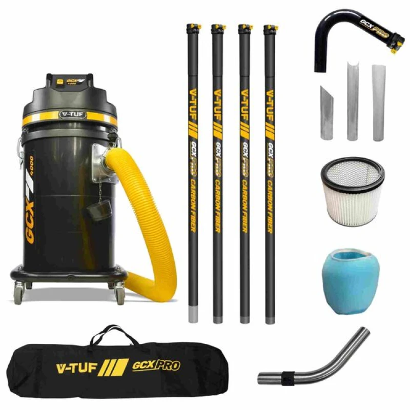 Image of V-TUF GCX4000 1.75kW 37L Wet & Dry Industrial Vacuum Cleaner (230V) + 20ft GCX PRO Gutter Cleaning Kit