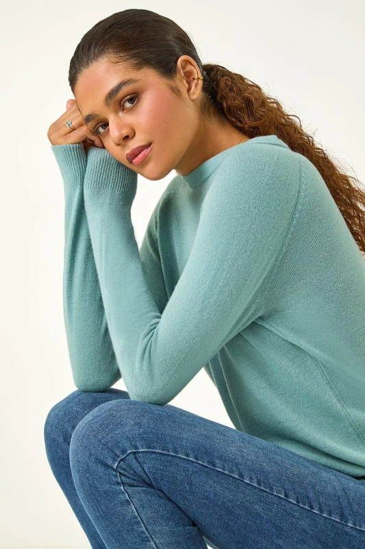 Image of Roman Womens Plain Soft Crew Neck Jumper in Pale Blue Size: 10 Pale Blue Female 10