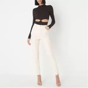 image of Missguided Faux Leather Trousers - Cream