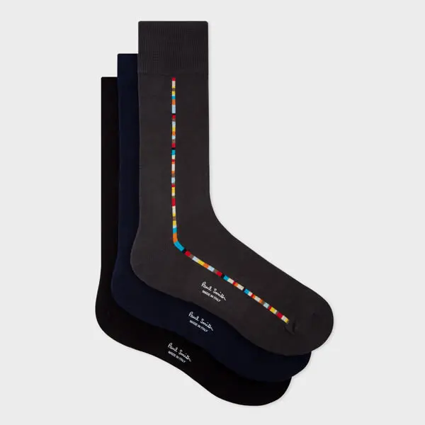 Image of Paul Smith Central 'Signature Stripe' Socks Three Pack Multicolour