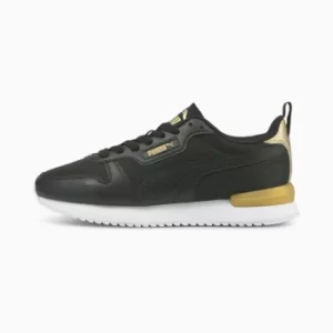 image of PUMA R78 Metallic Pop Womens Trainers, Black/Gold Size 4 Shoes