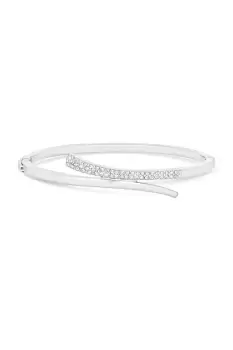 Image of Silver Plated Polished And Pave Bangle Bracelet