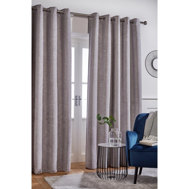 Image of Homelife Chenille Woven Eyelet Curtains Grey unisex 66x90