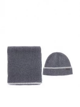 Image of Barbour Chromer Beanie And Scarf Gift Set - Grey