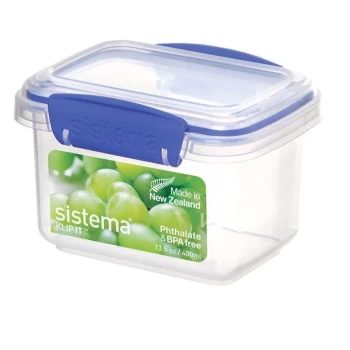 image of Sistema 400ml Klip It Box - Clear w/Blue