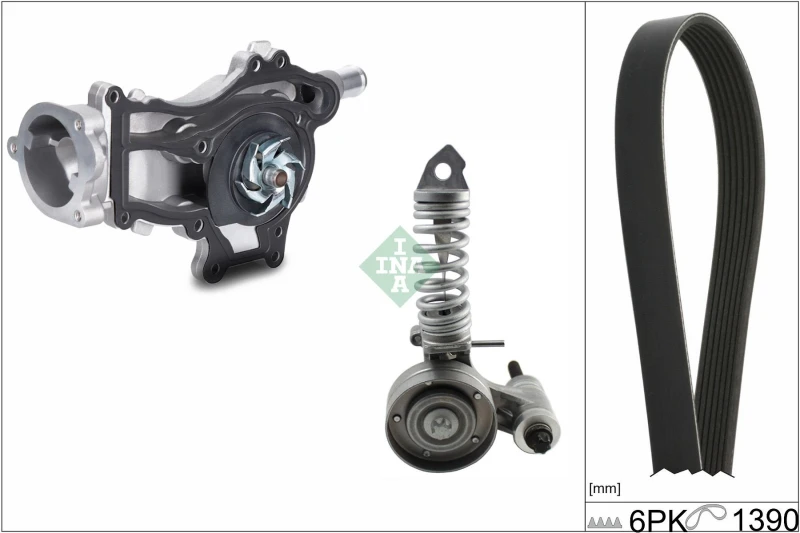 Image of Water Pump + V-Ribbed Belt Kit INA 529 0325 30