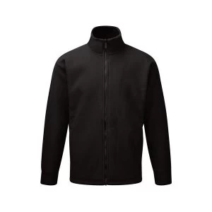 image of Classic Fleece Jacket Large Elasticated Cuffs Full Zip Front Black