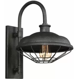 image of Wall Light Gooseneck Metal Arched Shade Design Slated Grey Metal LED E27 60W