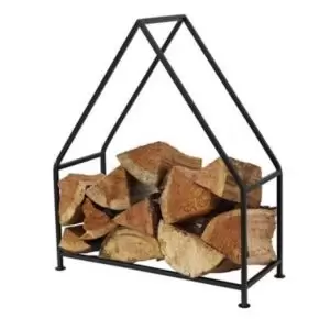 Image of Slemcka Contemporary Black Steel Log Basket (H)610mm (D)90mm