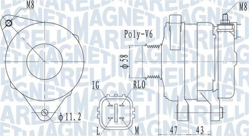 Image of MAGNETI MARELLI Alternator MAGNETI MARELLI 063732097010