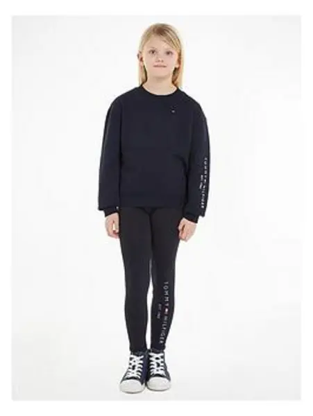 image of Tommy Hilfiger Girls Essential Long Sleeve Top And Legging Set - Desert Sky