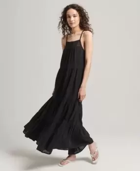 Image of Superdry Womens Vintage Lace Cami Maxi Dress Black - Size: 10