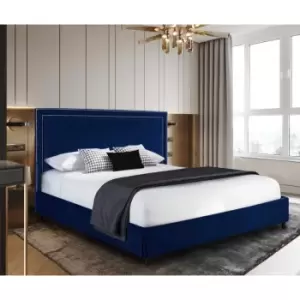 image of Sensio Bed Small Double Plush Velvet Blue