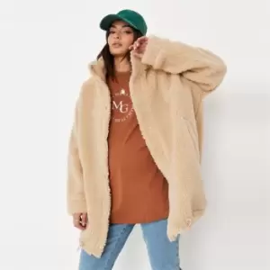 image of Missguided Maternity Borg Coat - Brown