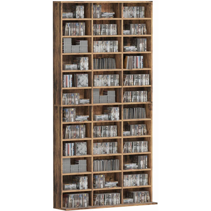 Image of HOMCOM Homcom - dvd cd Media Storage Rack, Video Display Unit, Rustic Brown 5063603047679