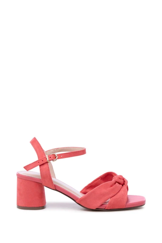 Image of Paradox London Womens 'Nalani' Wide Fit Block Heel Sandal in Coral Size: 3E Coral Female 3E
