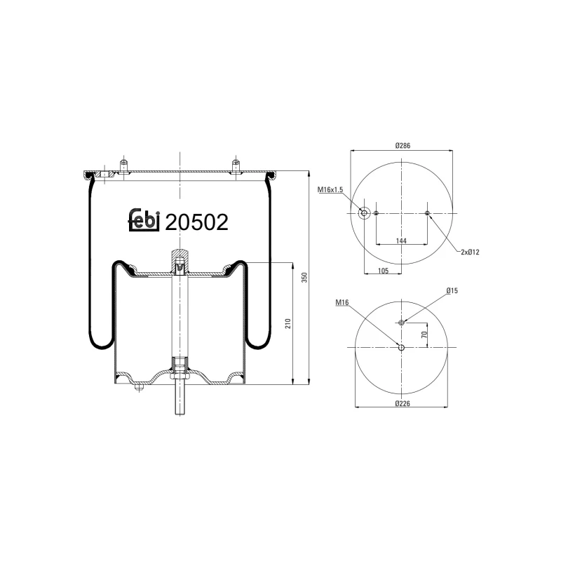 Image of FEBI BILSTEIN 20502 Boot, air suspension Rear Axle Right Boot,air suspension (324)