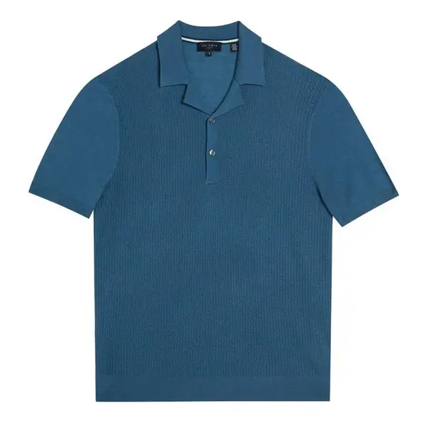 Image of Ted Baker Adio Textured Polo Shirt - Blue S