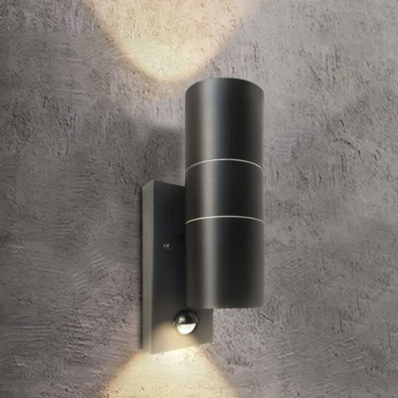 Image of Komore Outdoor Pir Sensor Up And Down Wall Light Black Ip44 (Bulb Not Included)