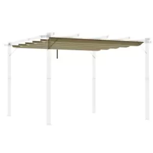 Image of Outsunny Retractable Pergola Shade Cover, Replacement Canopy Fabric for 3 x 3 (m) Pergola, Gazebo Retractable Roof, Tan