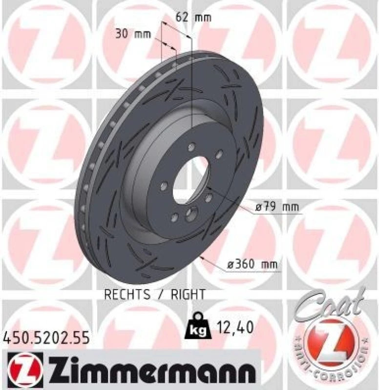 Image of ZIMMERMANN Brake disc ZIMMERMANN 450.5202.55