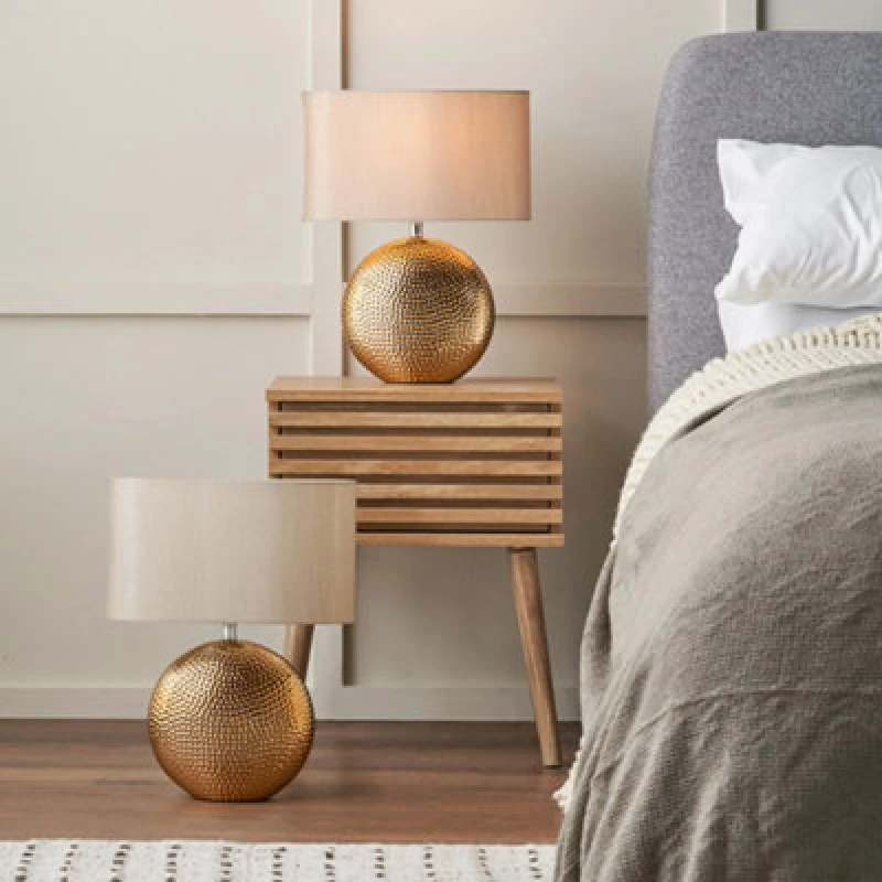 Image of Pacific Lifestyle Set Of 2 Mabel Bronze Dot Textured Ceramic Table Lamp