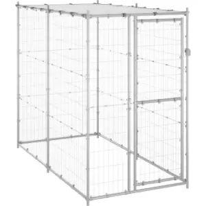 Image of Outdoor Dog Kennel Galvanised Steel with Roof 110x220x180cm Vidaxl Silver