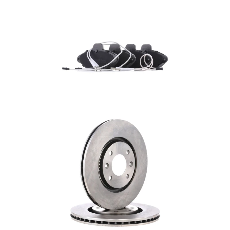Image of RIDEX 3405B2613 Brake disc and pads set Front Axle, Brake Disc Type: Externally Vented, incl. wear warning contact Brake Set,disc brakes (3405)