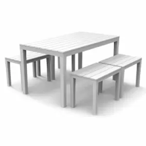 Image of Roma Rectangular Table With 4 Roma Bench Set White