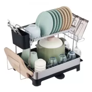 Image of VEVOR 2Tier Dish Drying Rack Dish Drainer Stainless Steel Kitchen Utensil Holder