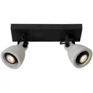Image of Lucide CONCRI-LED - Twin Ceiling Spotlight - LED Dim. - GU10 - 2x5W 3000K - Black