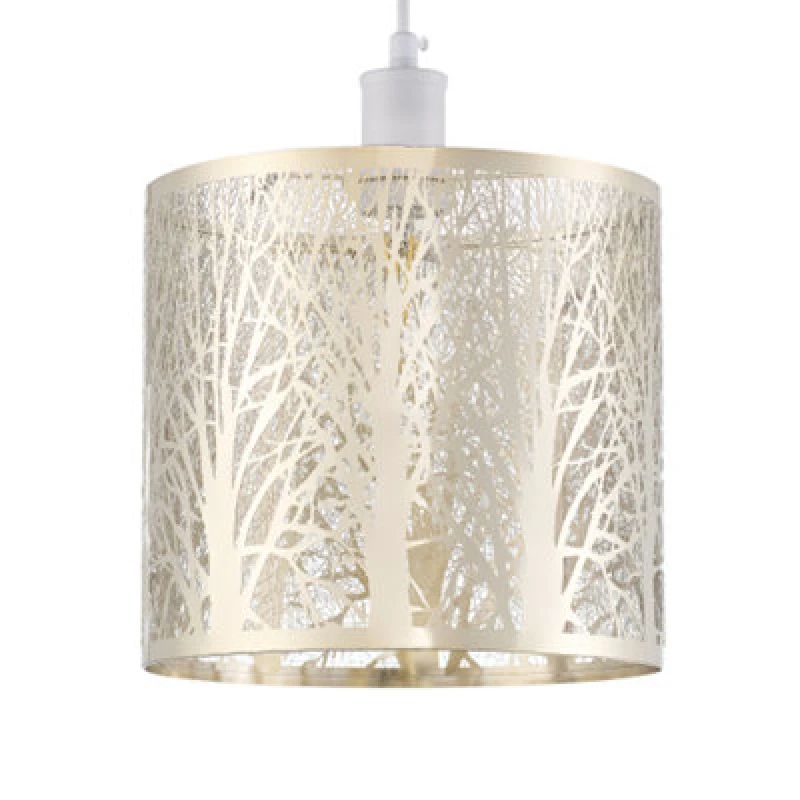 Image of Happy Homewares Unique And Beautiful Brushed Gold Metal Forest Design Ceiling Pendant Shade