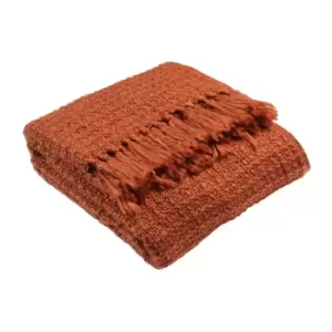 image of Paoletti Boden Fringed Throw Acrylic Burnt Orange