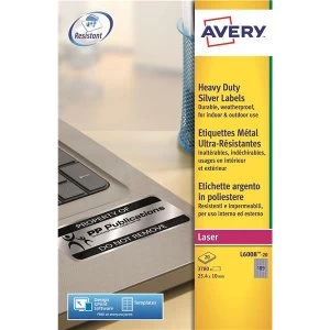 Image of Avery L6008 20 25 x 10mm Heavy Duty Laser Labels Pack of 3780 Labels